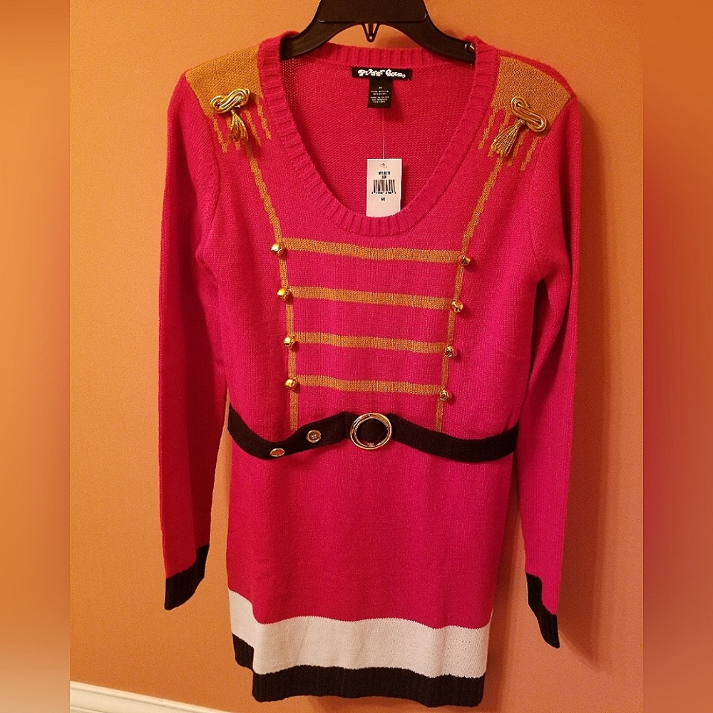 Planet Gold Christmas Toy Soldier Sweater Dress Size Medium